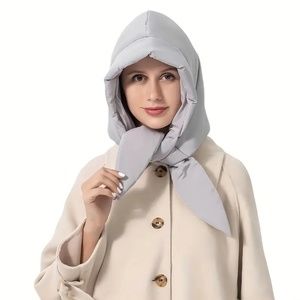 Cold Weather Insulated TIE UP HEAD SCARF HOOD Hat in NAVY BLUE Rain/ Winter